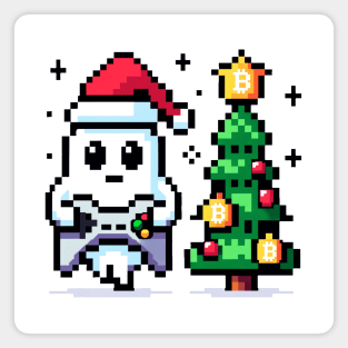 8-Bit Gamer Christmas Ghost - Festive Pixel Art Magnet